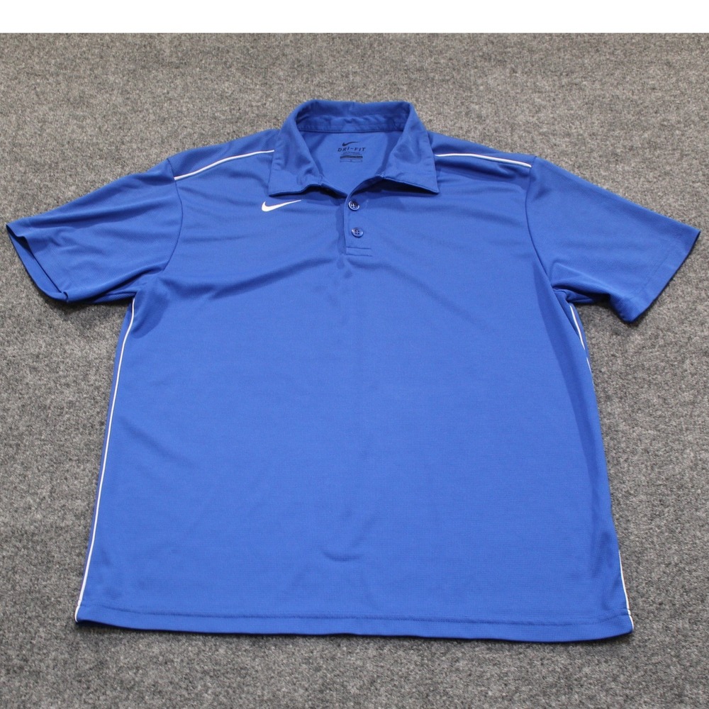 Nike‎ Mens Dri-FIT Polo Shirt Blue White Piping Short Sleeve SP120711HBS Large - Picture 5 of 9